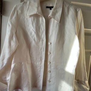Long Sleeve Anne Klein White Linen Shirt NEW 12P